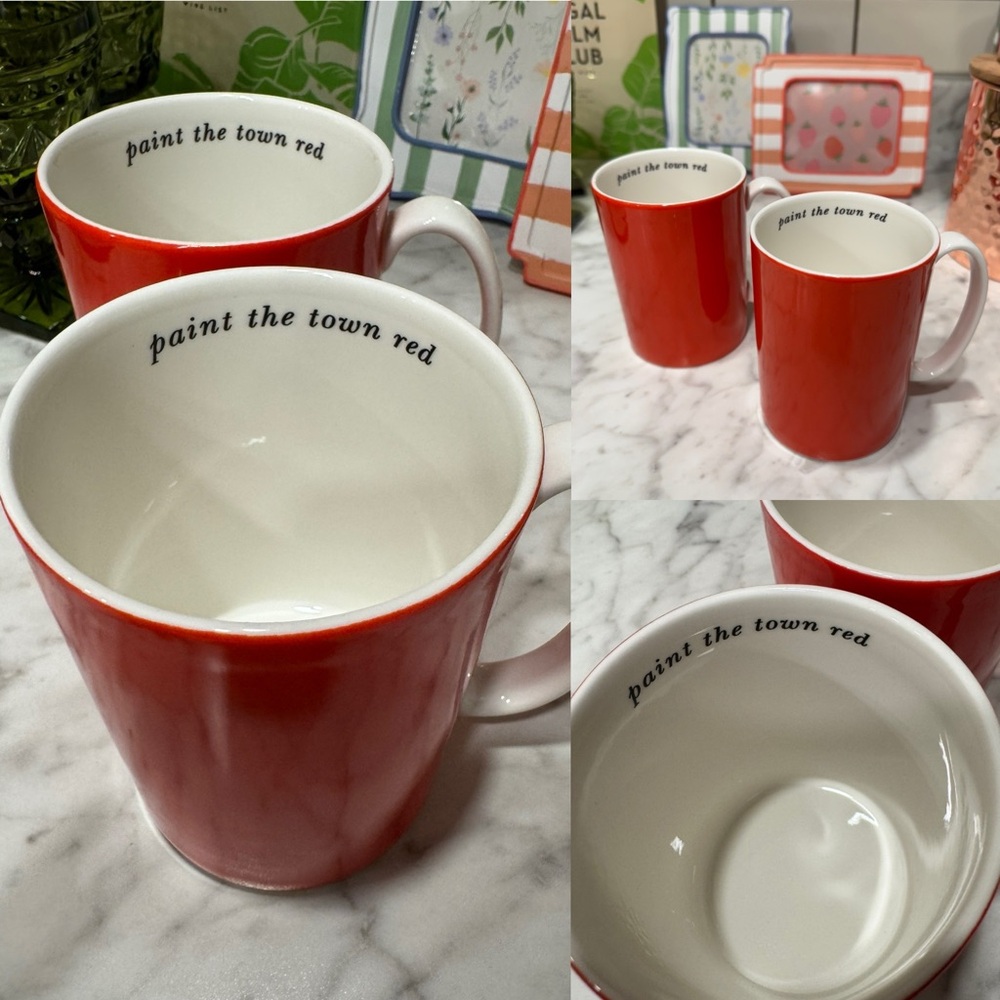 Kate Spade Lenox Say The Word “Paint the Town Red” Mug set of 2 red mugs
